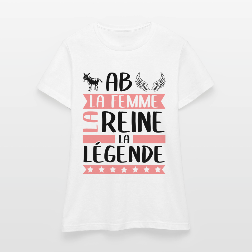 T-shirt femme coloris clair Annabelle rébus – La femme, la reine, la légende - blanc
