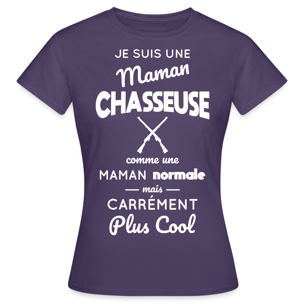 T-shirt Femme - Maman chasseuse plus cool - violet foncé