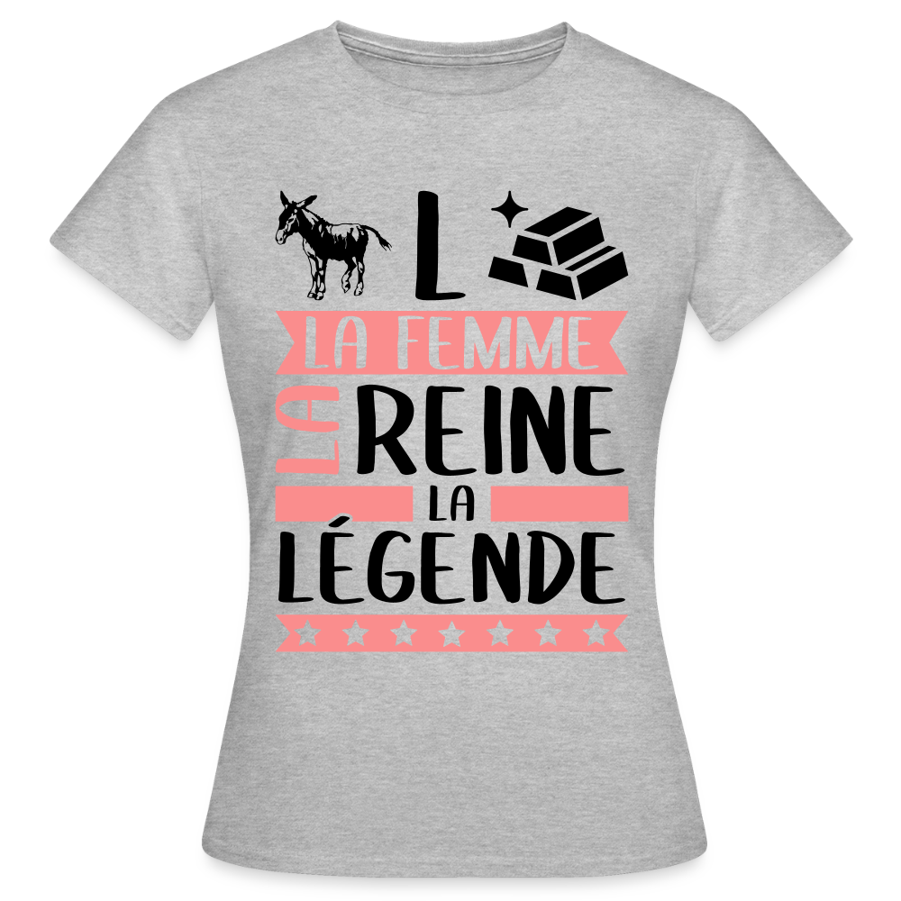 T-shirt femme coloris clair Anne-Laure rébus – La femme, la reine, la légende - gris chiné
