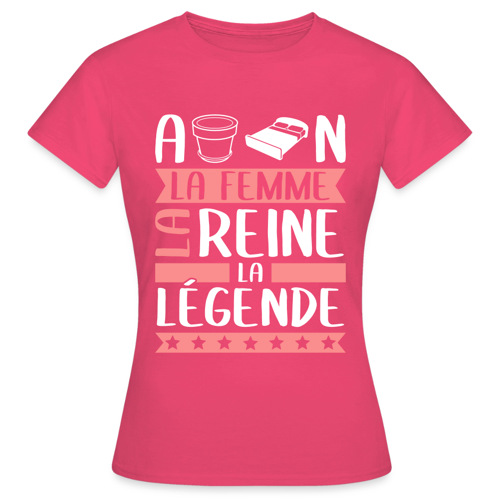 T-shirt femme Apolline rébus – La femme, la reine, la légende - rose azalée