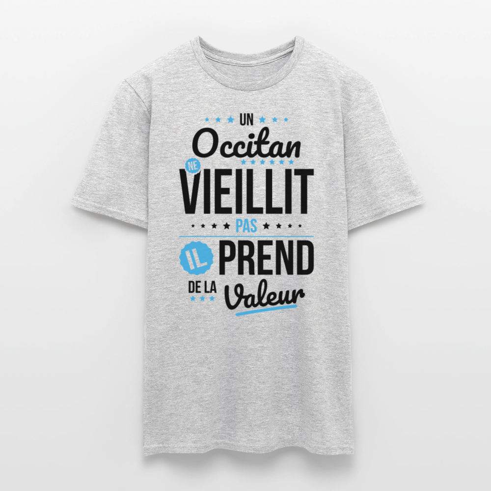 T-shirt Homme - Un Occitan ne vieillit pas - gris chiné