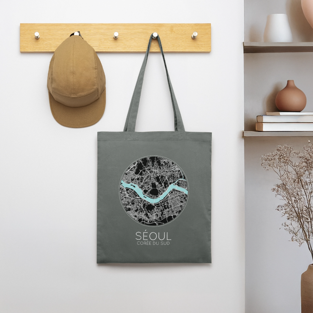 Tote Bag Séoul Bio – Plan de Séoul - charbon