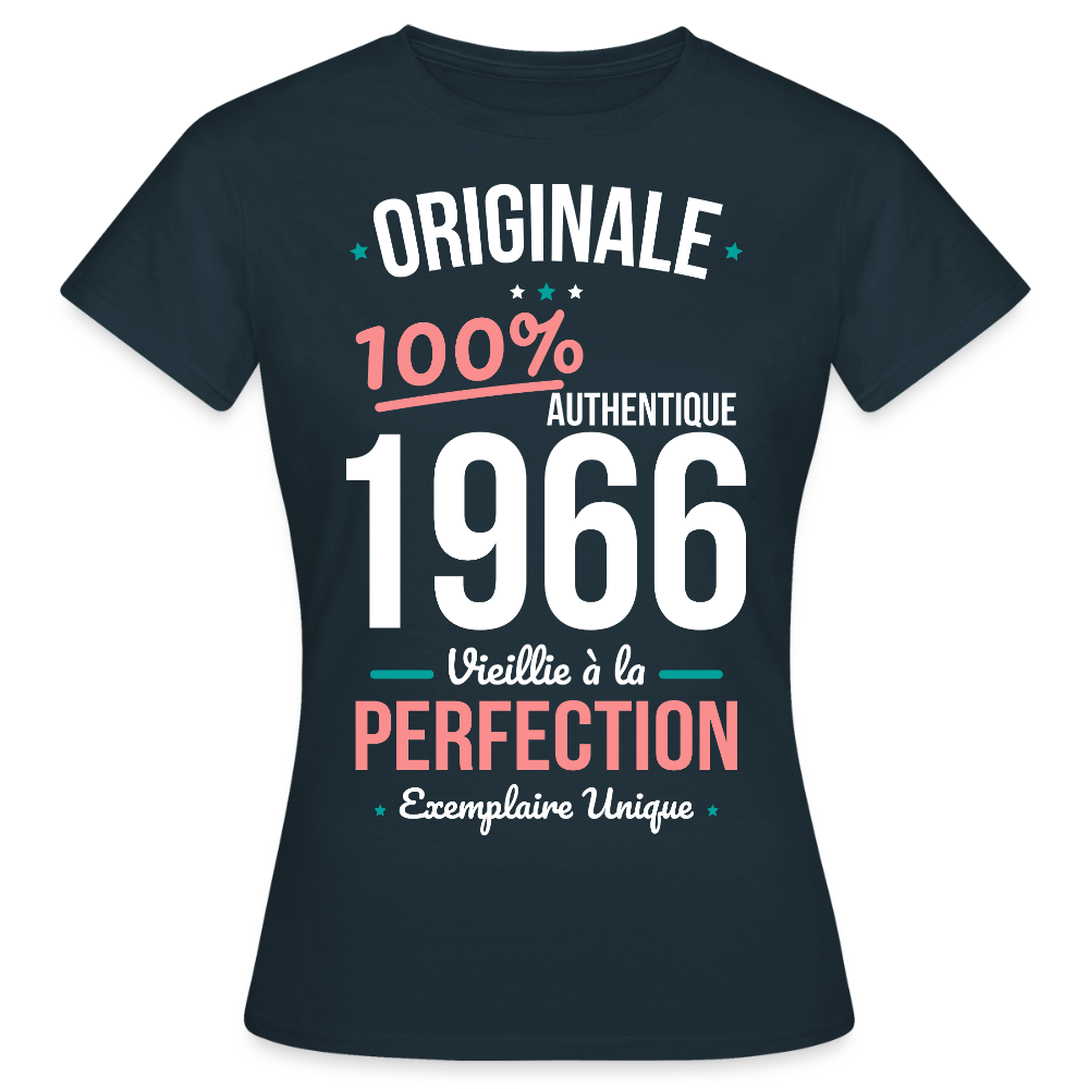T-shirt anniversaire 60 ans Femme – Originale 1966 Authentique - marine