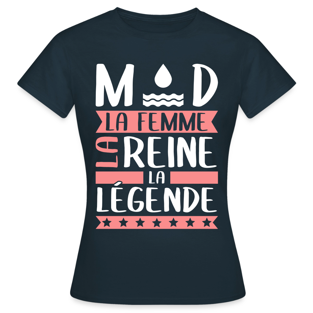 T-shirt femme Maud rébus – La femme, la reine, la légende - marine