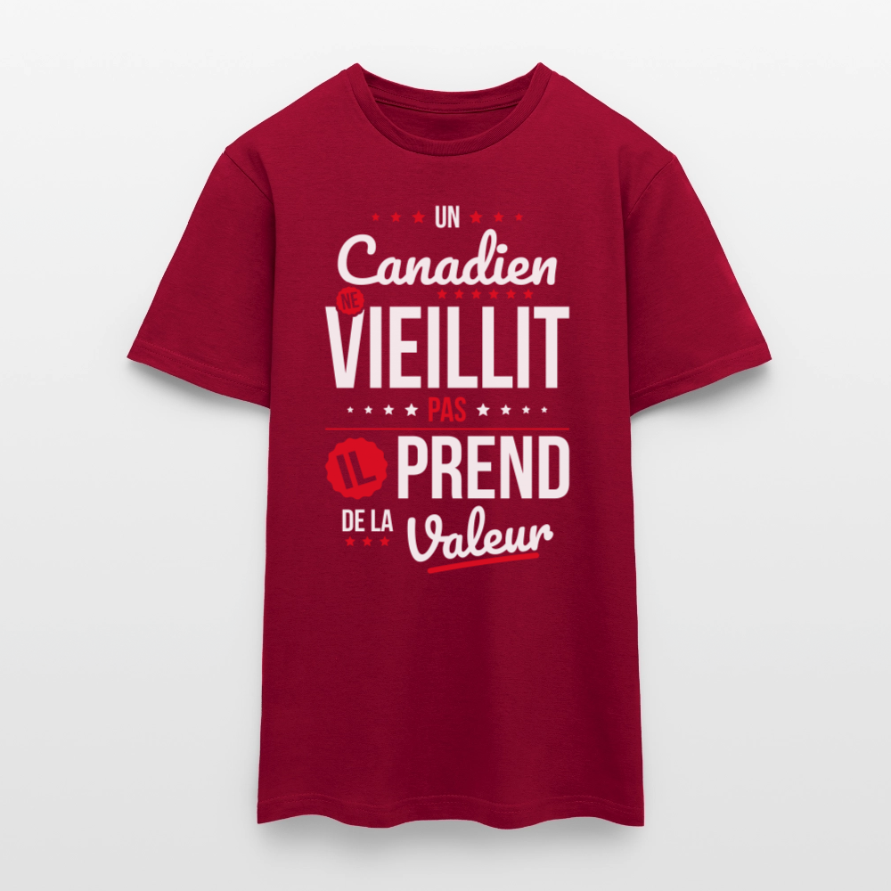 T-shirt Homme - Un Canadien ne vieillit pas - rouge brique