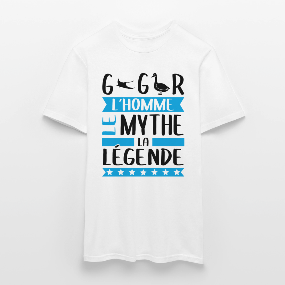 T-shirt homme coloris clair Grégoire en rébus – L’homme, le mythe, la légende - blanc