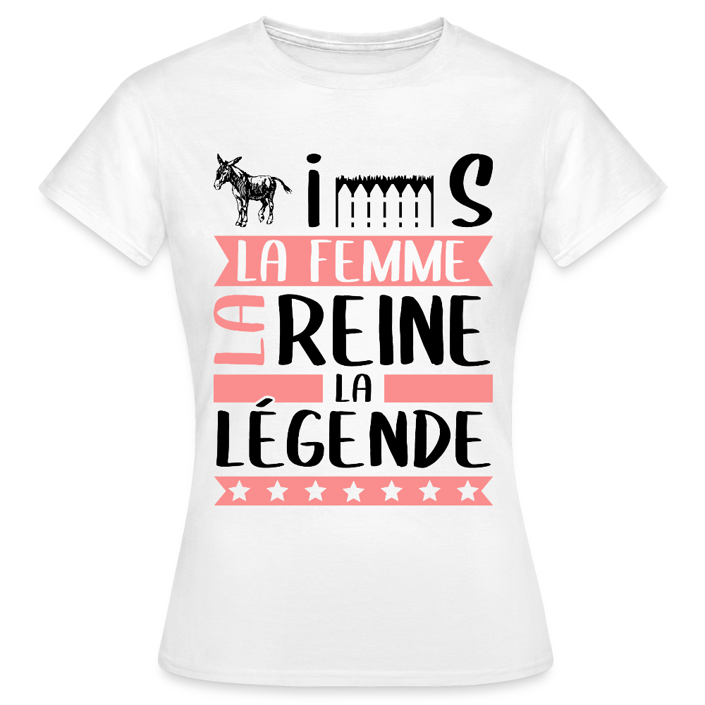 T-shirt femme coloris clair Agnès rébus – La femme, la reine, la légende - blanc