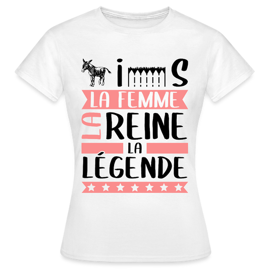 T-shirt femme coloris clair Agnès rébus – La femme, la reine, la légende - blanc