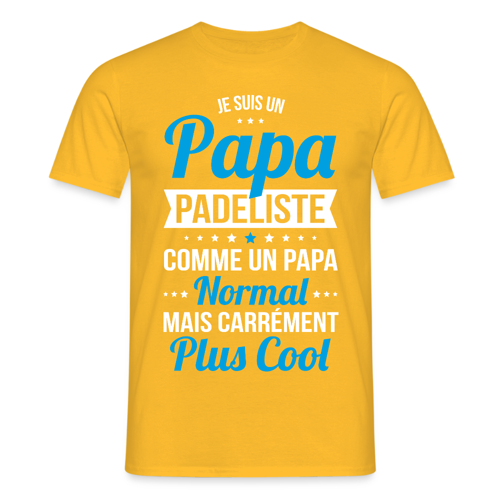 T-shirt Homme - Papa padeliste plus cool - jaune