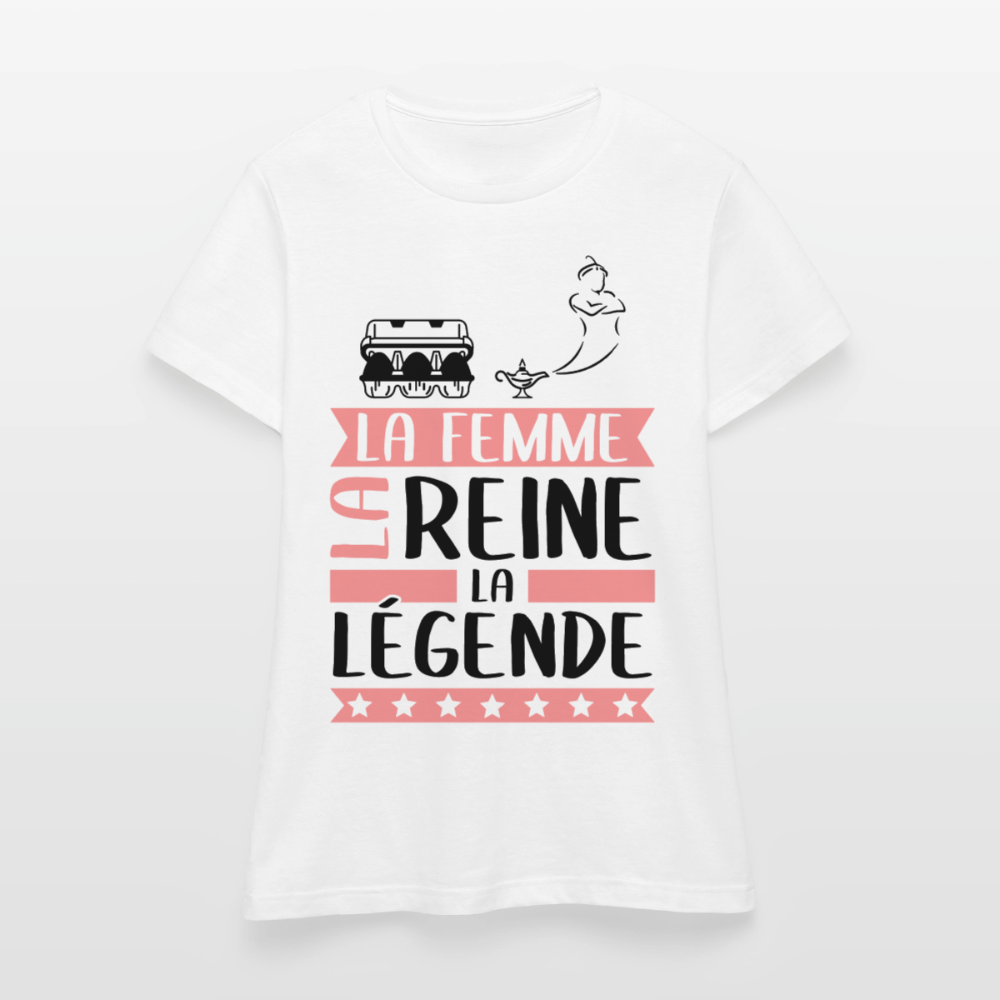 T-shirt femme coloris clair Eugénie rébus – La femme, la reine, la légende - blanc