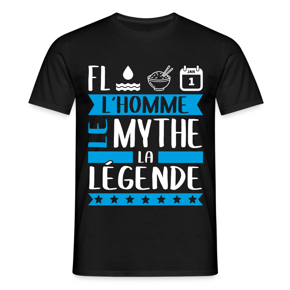 T-shirt homme Florian rébus – L’homme, le mythe, la légende - noir