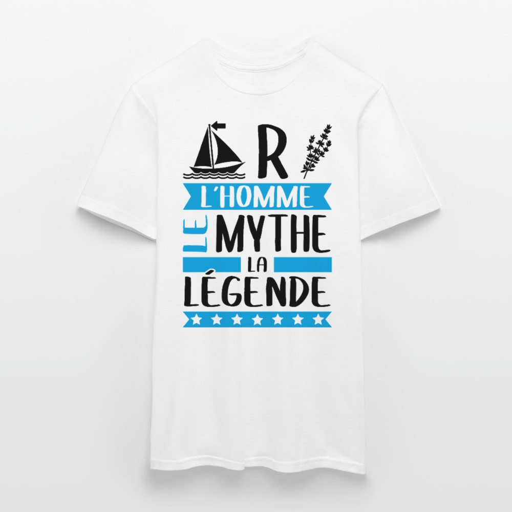 T-shirt homme coloris clair Martin en rébus – L’homme, le mythe, la légende - blanc