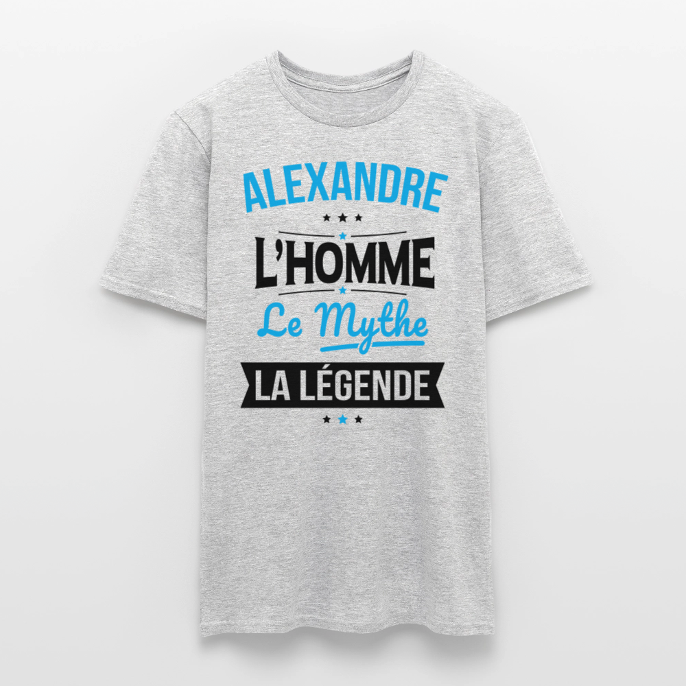 T-shirt Homme - Alexandre - l'Homme - le Mythe - la Légende - gris chiné