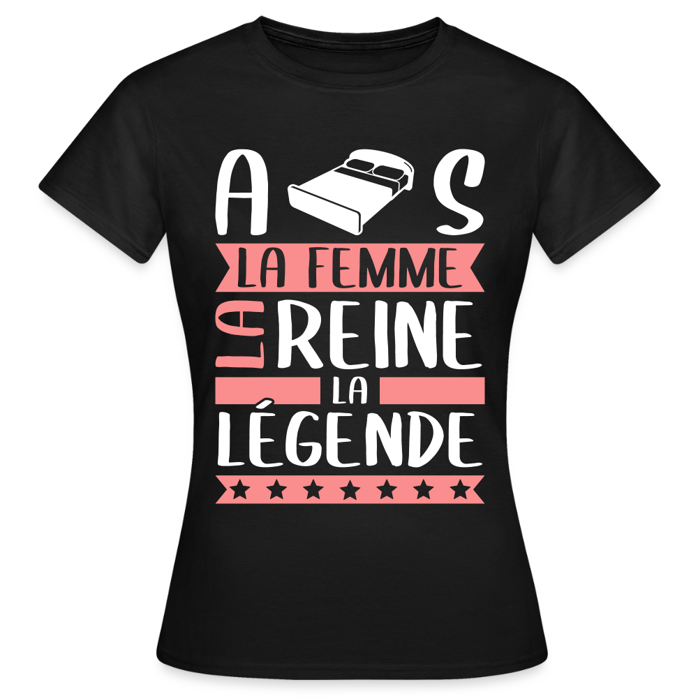 T-shirt femme Alice rébus – La femme, la reine, la légende - noir