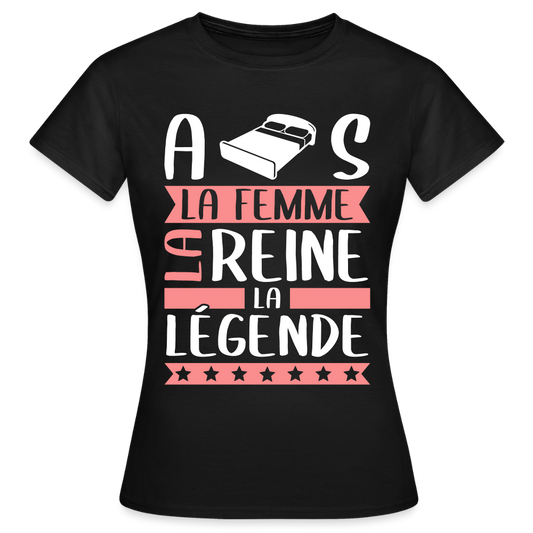 T-shirt femme Alice rébus – La femme, la reine, la légende - noir