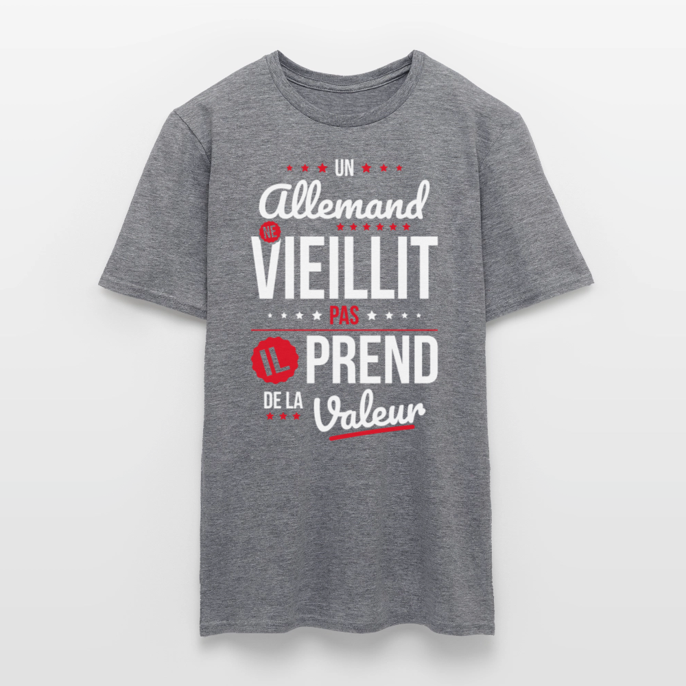 T-shirt Homme - Un Allemand ne vieillit pas - graphite chiné