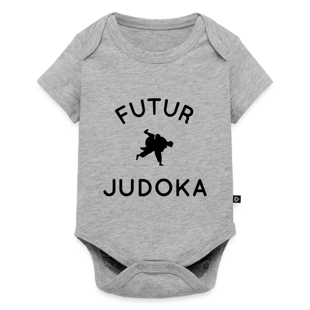 Body Bébé bio manches courtes - Futur judoka - gris chiné