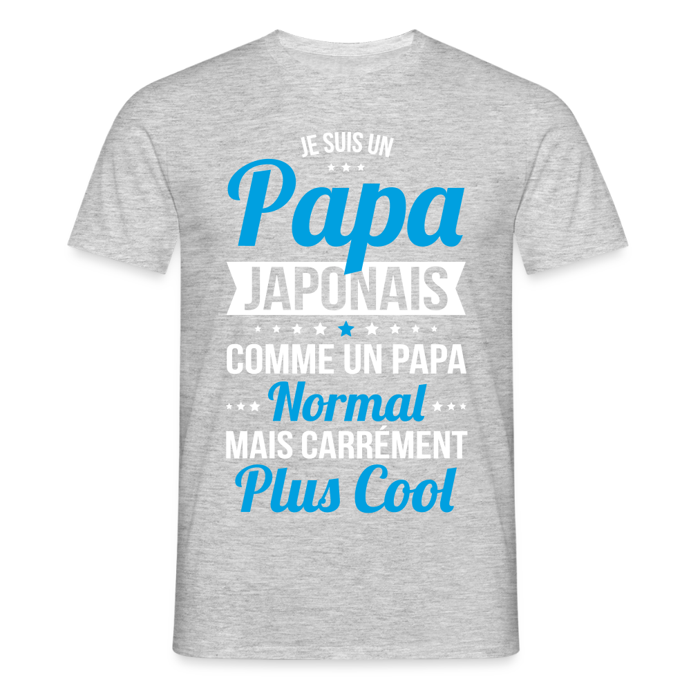 T-shirt Homme - Papa Japonais Plus Cool - gris chiné