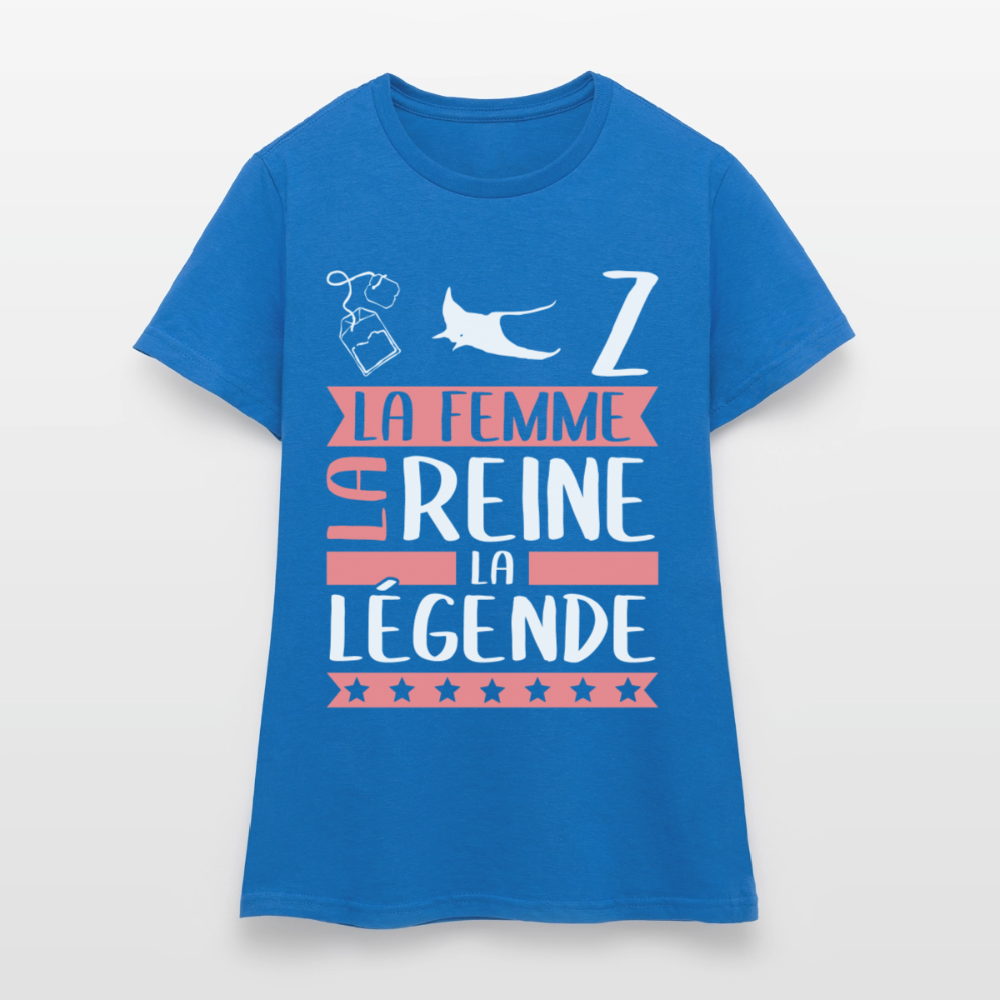 T-shirt femme Thérèse rébus – La femme, la reine, la légende - bleu royal