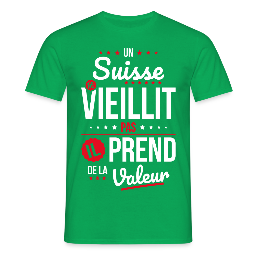 T-shirt Homme - Un Suisse ne vieillit pas - vert