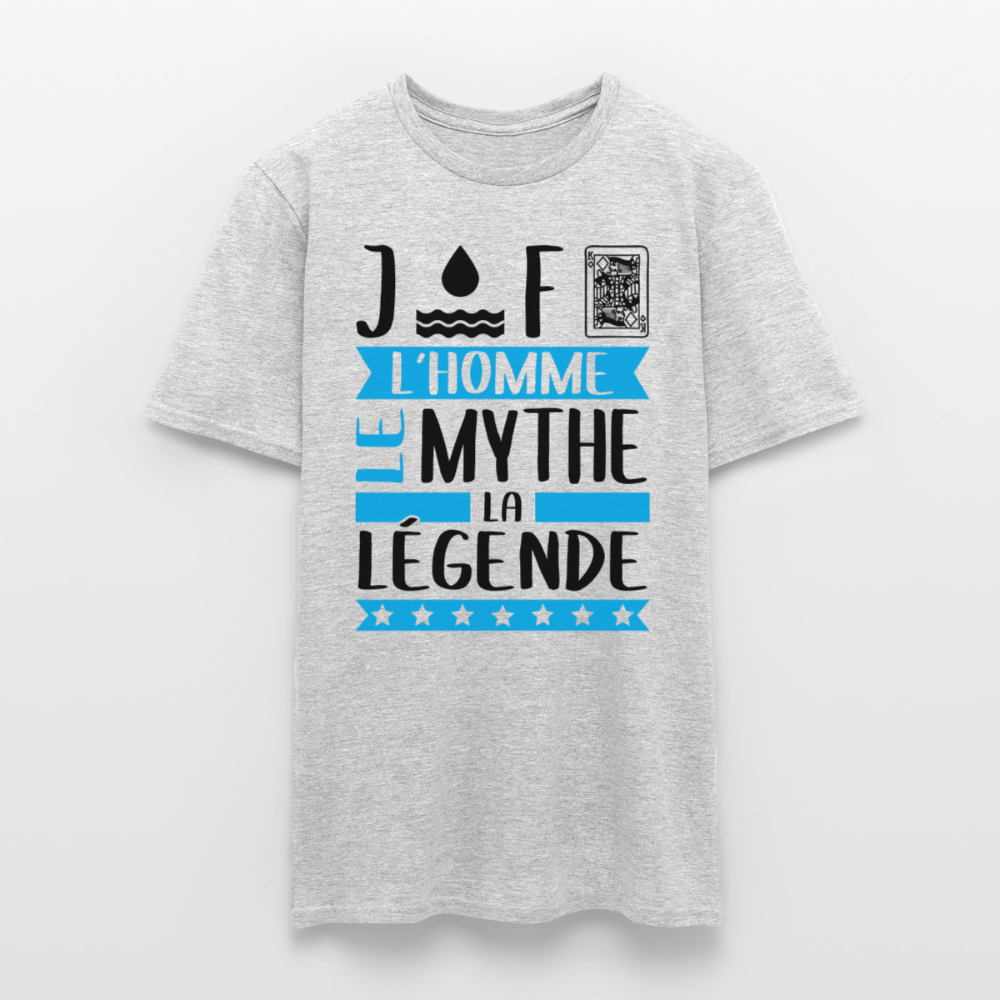 T-shirt homme coloris clair Geoffroy en rébus – L’homme, le mythe, la légende - gris chiné