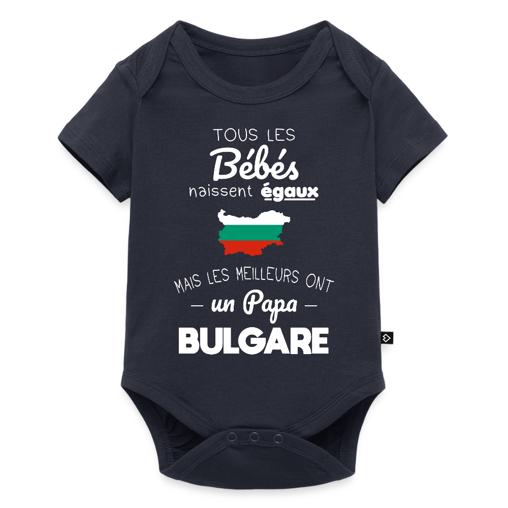 Body Bébé bio manches courtes - Les Meilleurs Ont Un Papa Bulgare - bleu marine
