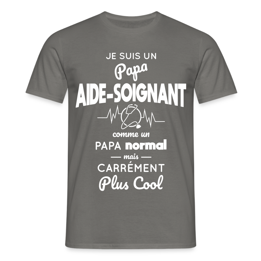 T-shirt Homme - Papa aide-soignant plus cool - gris graphite