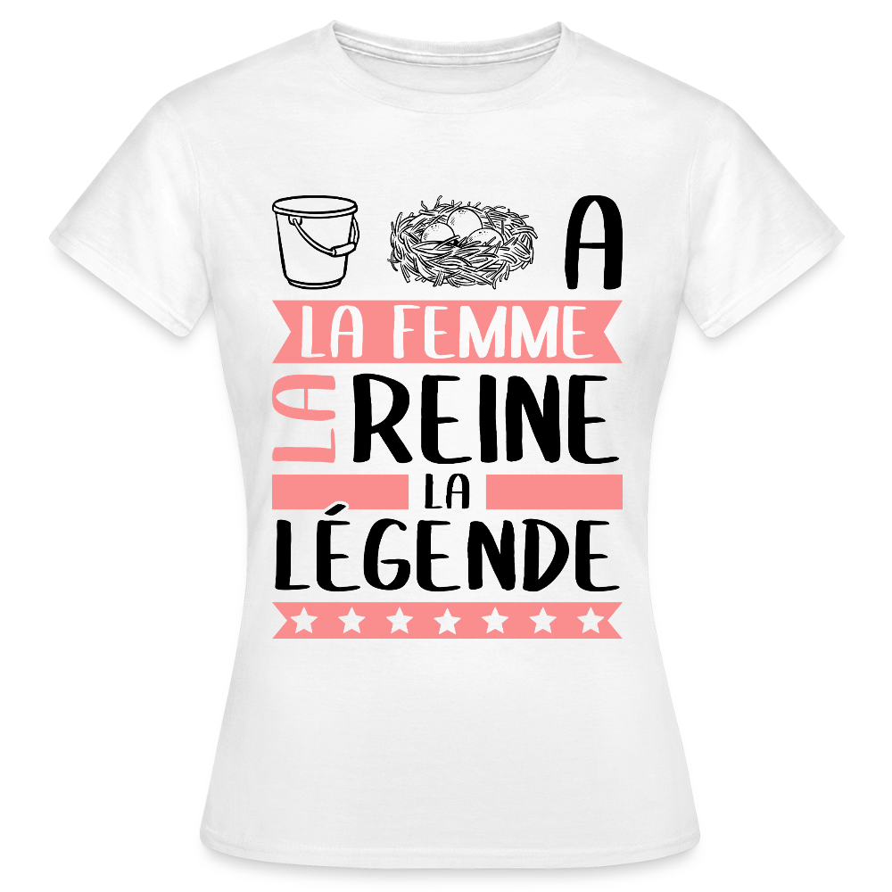 T-shirt femme coloris clair Sonia en rébus – La femme, la reine, la légende - blanc