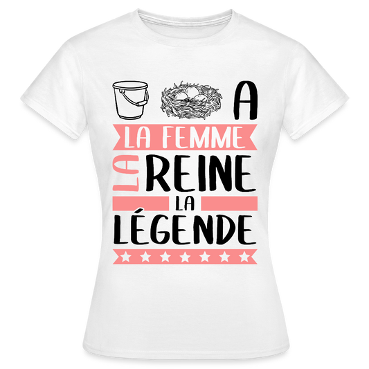 T-shirt femme coloris clair Sonia en rébus – La femme, la reine, la légende - blanc