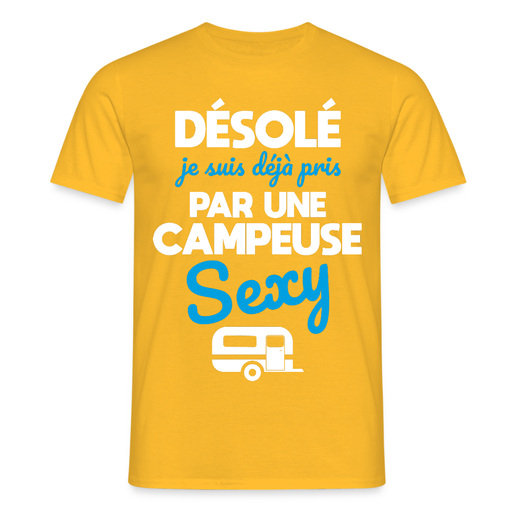 T-shirt Homme - Je  suis déjà pris par une campeuse sexy - jaune