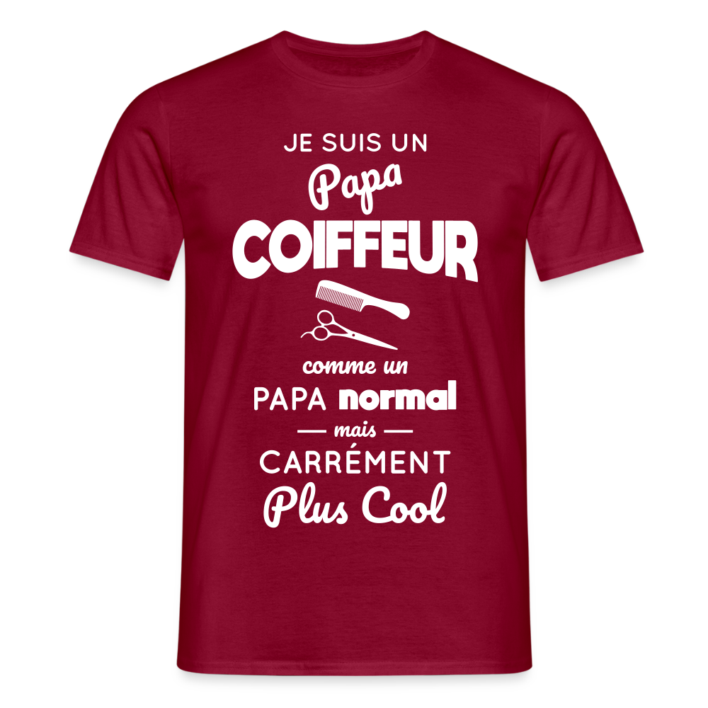 T-shirt Homme - Papa coiffeur plus cool - rouge brique