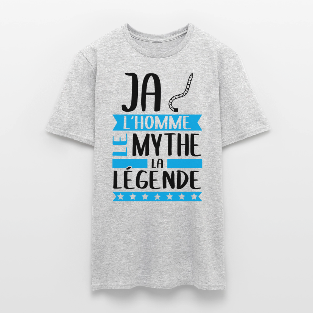 T-shirt homme coloris clair Jacques en rébus – L’homme, le mythe, la légende - gris chiné