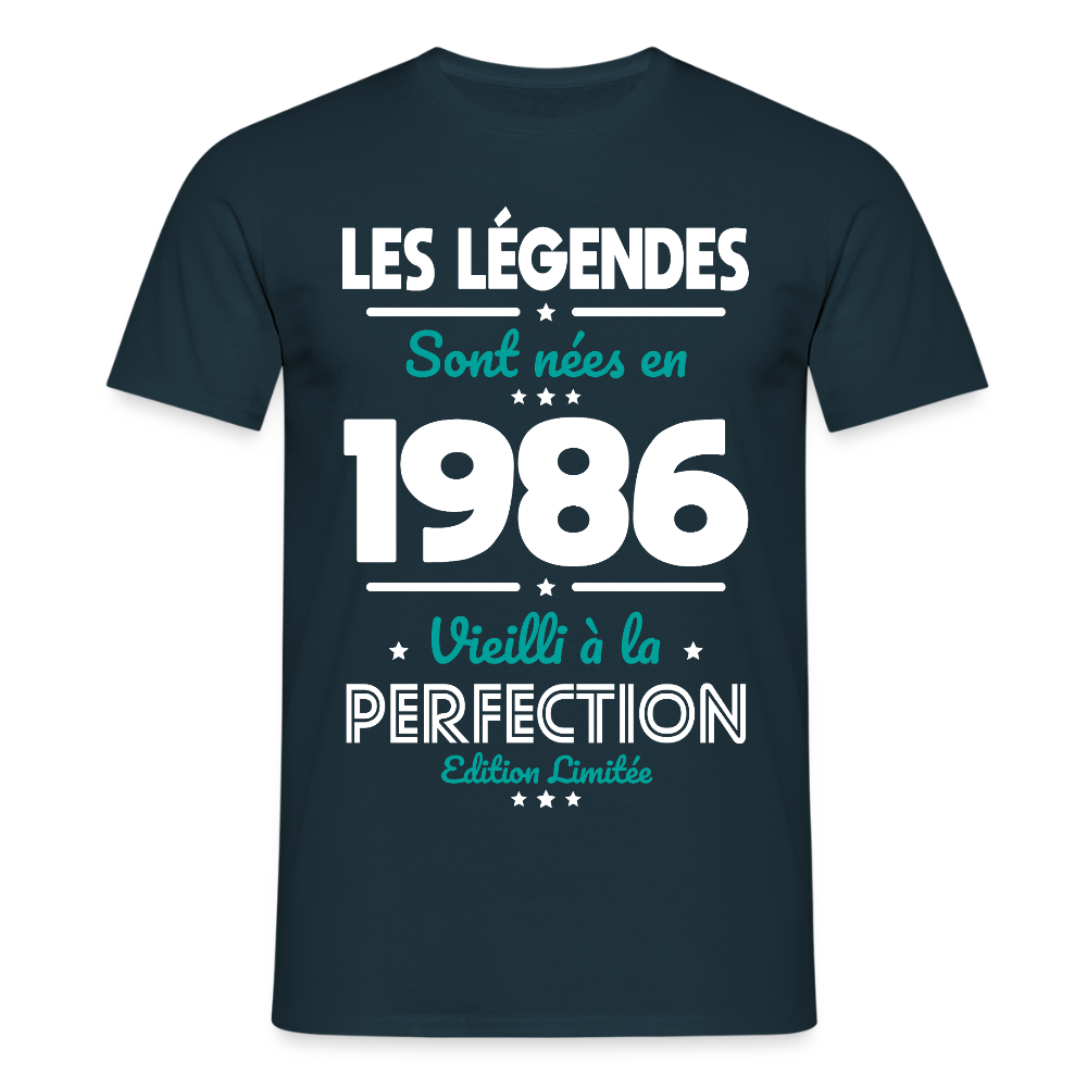 T-shirt anniversaire homme 40 ans – Les légendes sont nées en 1986 - marine