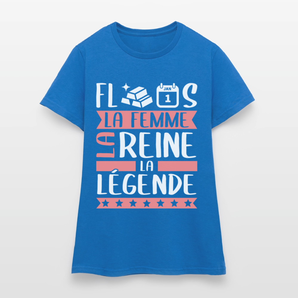 T-shirt femme Florence rébus – La femme, la reine, la légende - bleu royal