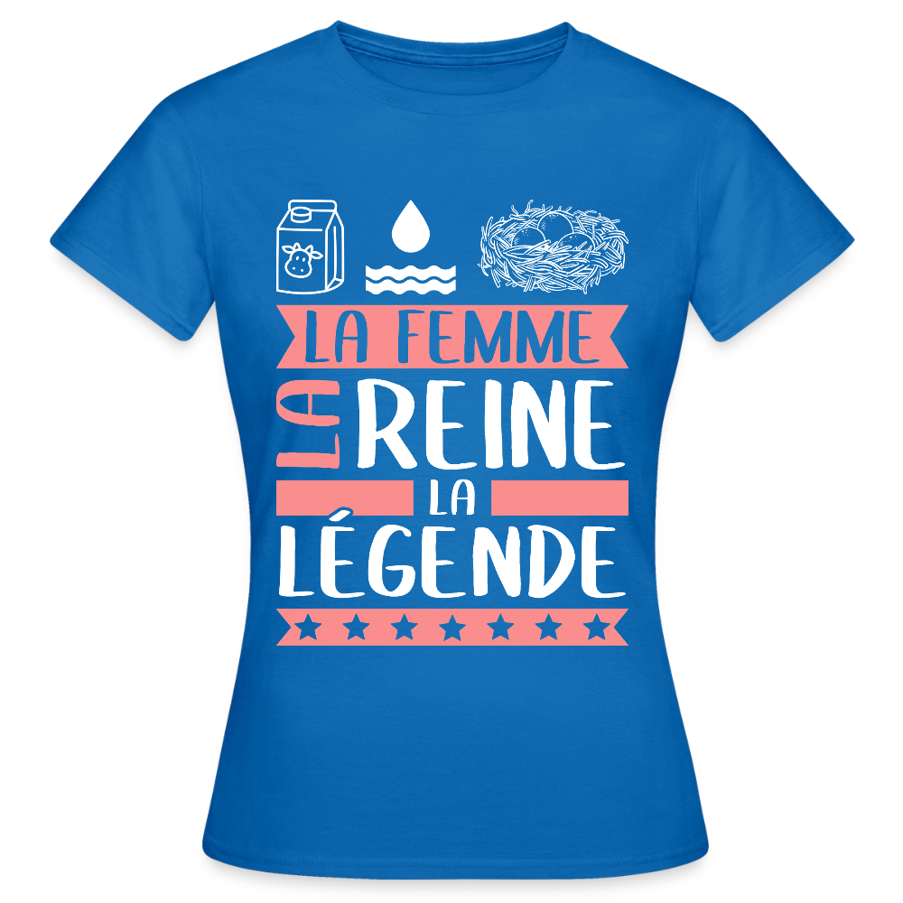 T-shirt femme Léonie rébus – La femme, la reine, la légende - bleu royal