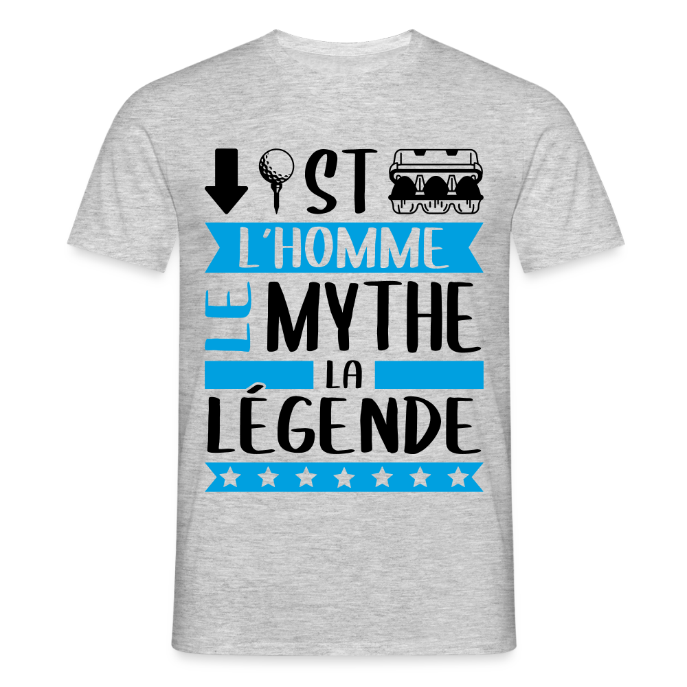 T-shirt homme coloris blanc Baptiste rébus – L’homme, le mythe - gris chiné