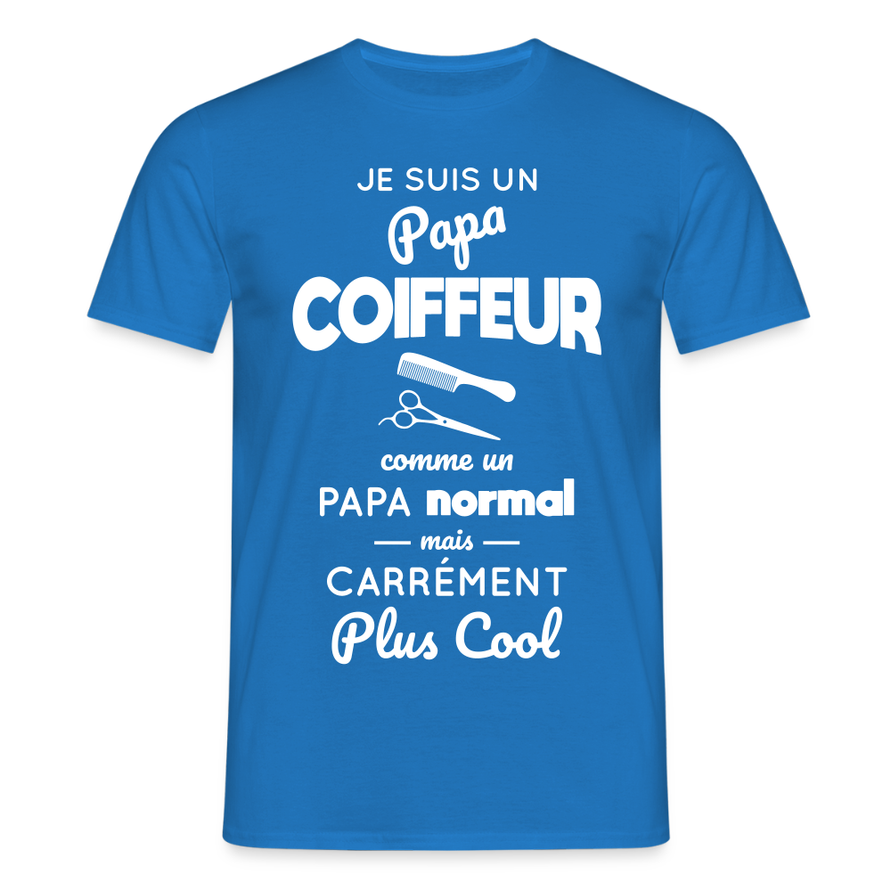 T-shirt Homme - Papa coiffeur plus cool - bleu royal