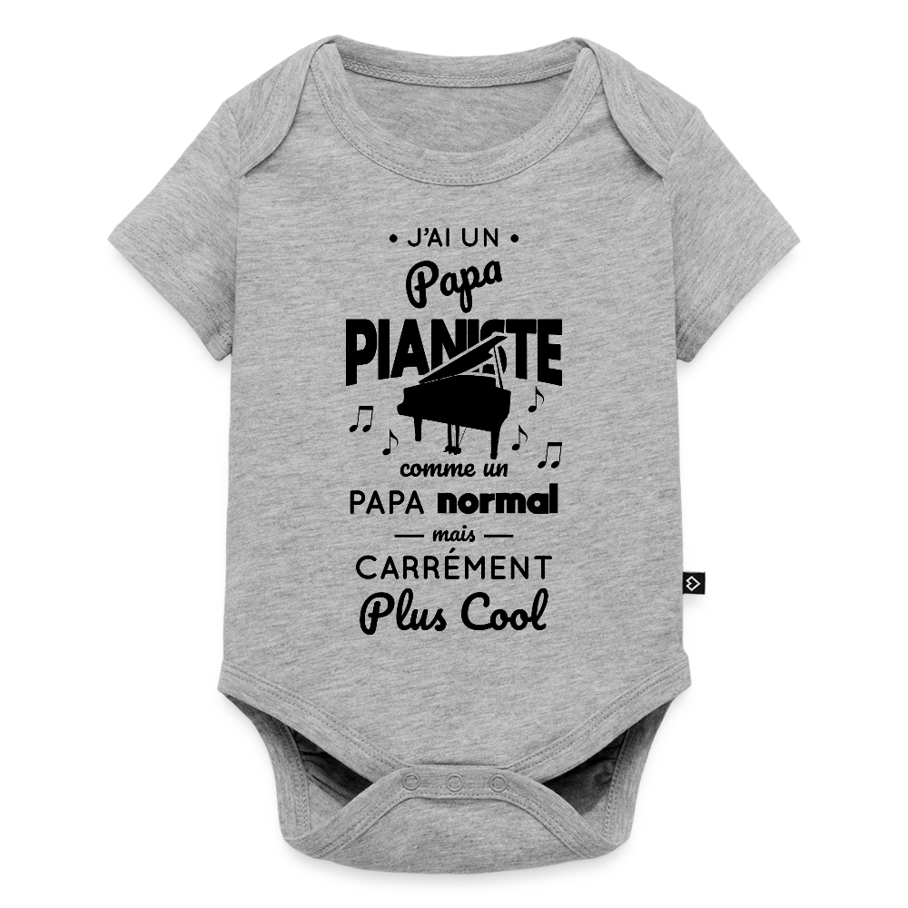 Body Bébé bio manches courtes - J'ai un papa pianiste - gris chiné