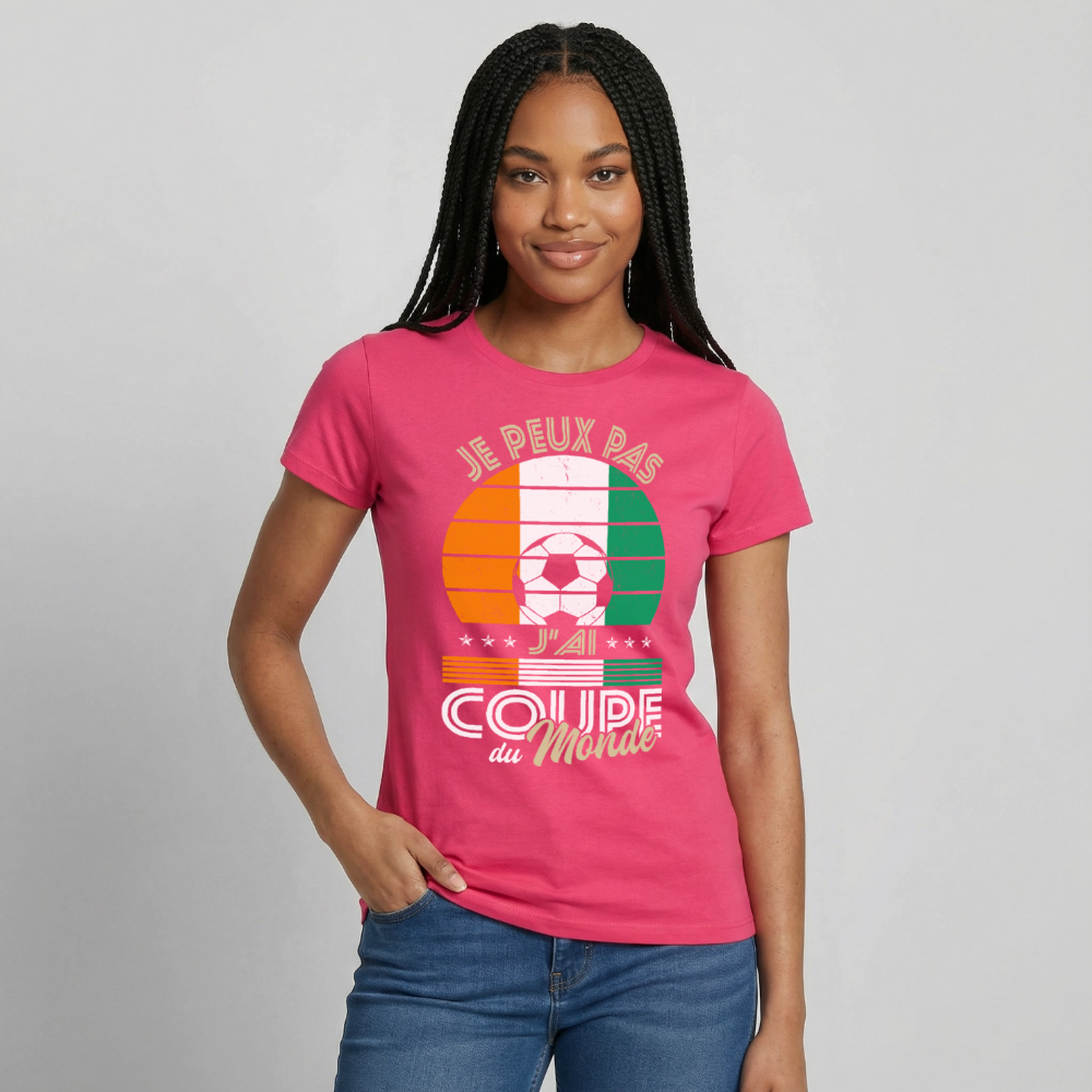 T-shirt Femme - Je peux pas j'ai Coupe du Monde - Côte d’Ivoire - rose azalée
