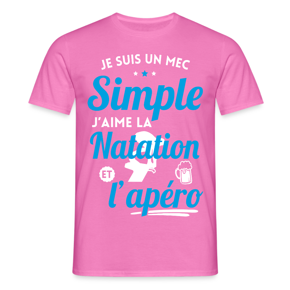 T-shirt Homme - J'aime la natation et l'apéro - rose