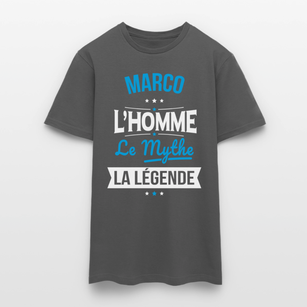 T-shirt Marco l’homme le mythe la légende – Cadeau original homme - charbon
