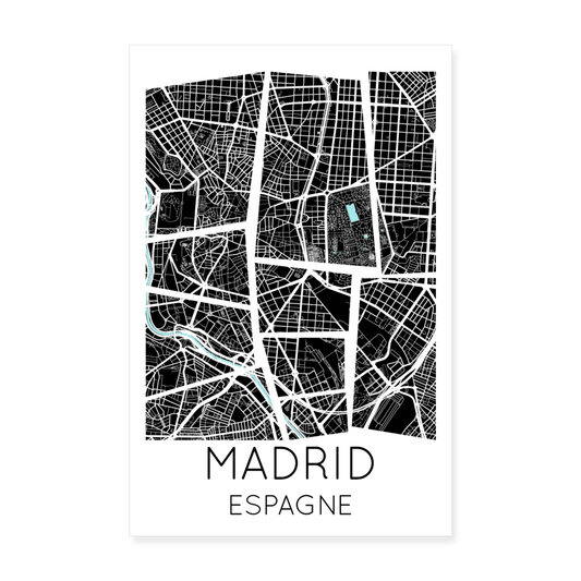 Poster Madrid - Plan Madrid - 20 x 30 cm - blanc