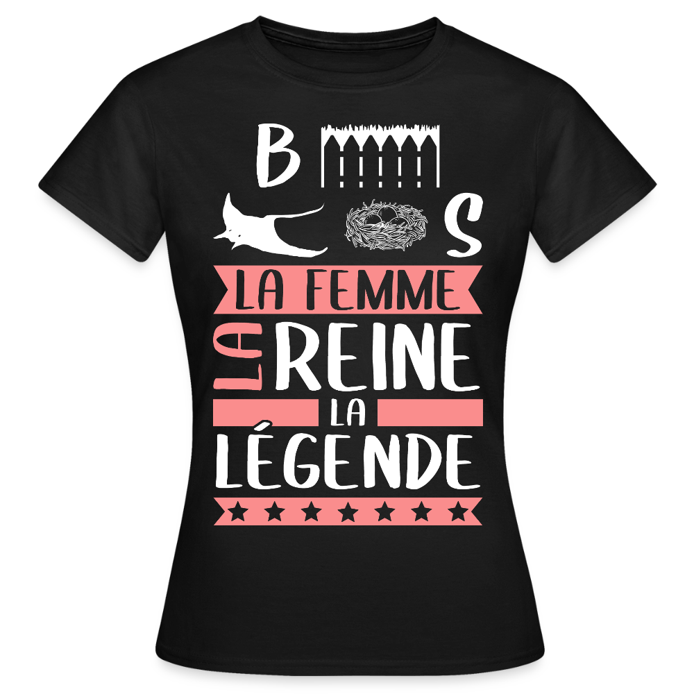 T-shirt femme Bérénice rébus – La femme, la reine, la légende - noir