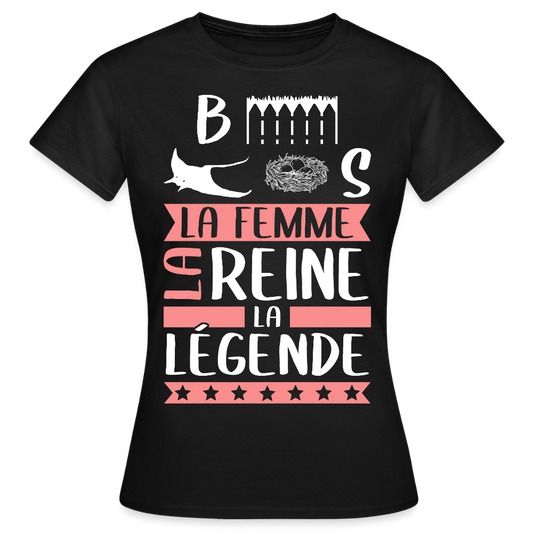 T-shirt femme Bérénice rébus – La femme, la reine, la légende - noir