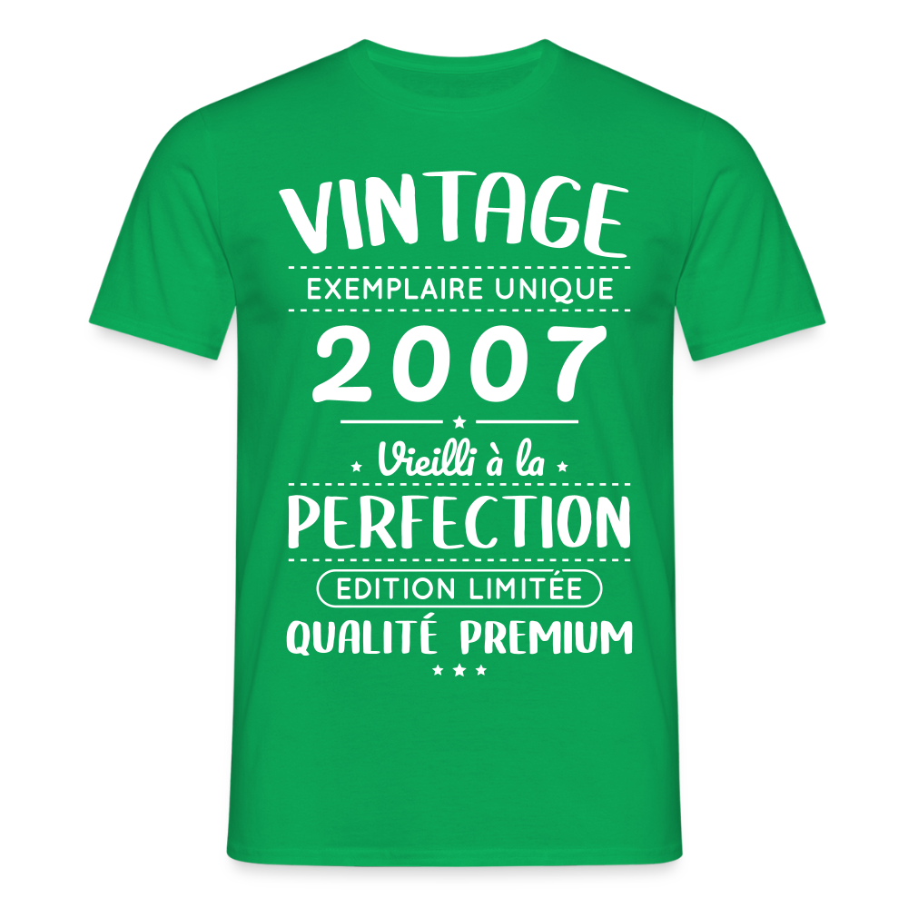 T-shirt Homme - Anniversaire 18 Ans - Vintage 2007 - vert