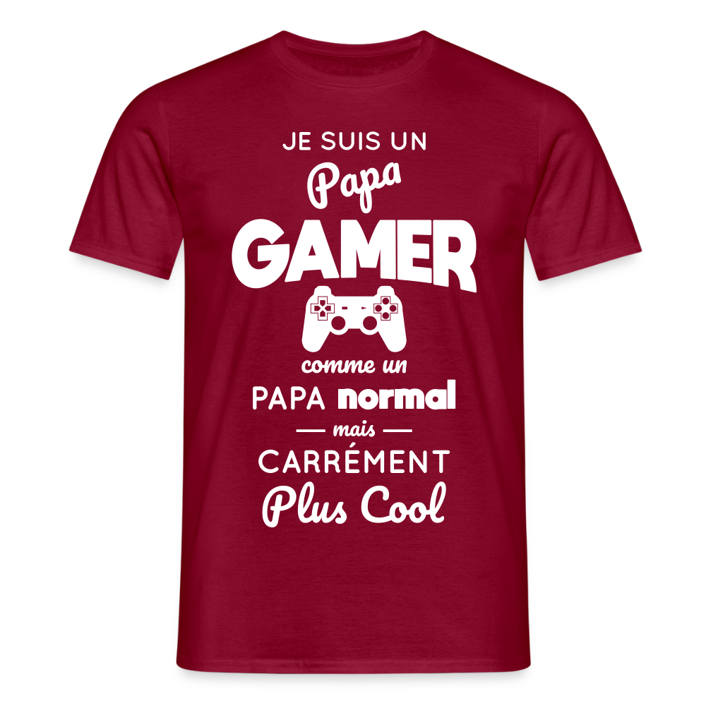 T-shirt Homme - Papa gamer plus cool - rouge brique