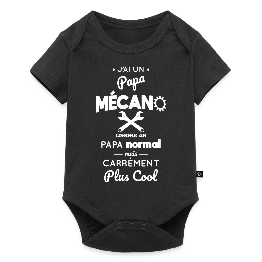 Body Bébé bio manches courtes - J'ai un papa mécano - noir