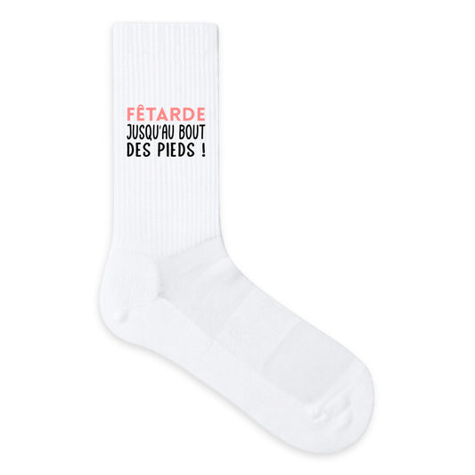 Chaussettes humour “Fêtarde jusqu’au bout des pieds” - face_0