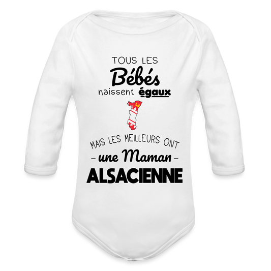 Body Bébé bio manches longues - Les Meilleurs Ont Une Maman Alsacienne - blanc