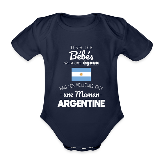 Body Bébé bio manches courtes - Les Meilleurs Ont Une Maman Argentine - marine foncé